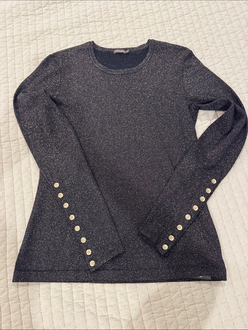 NWT j McLaughlin Sparkle Knit Long Sleeve Jamey Top with Gold Button Detail